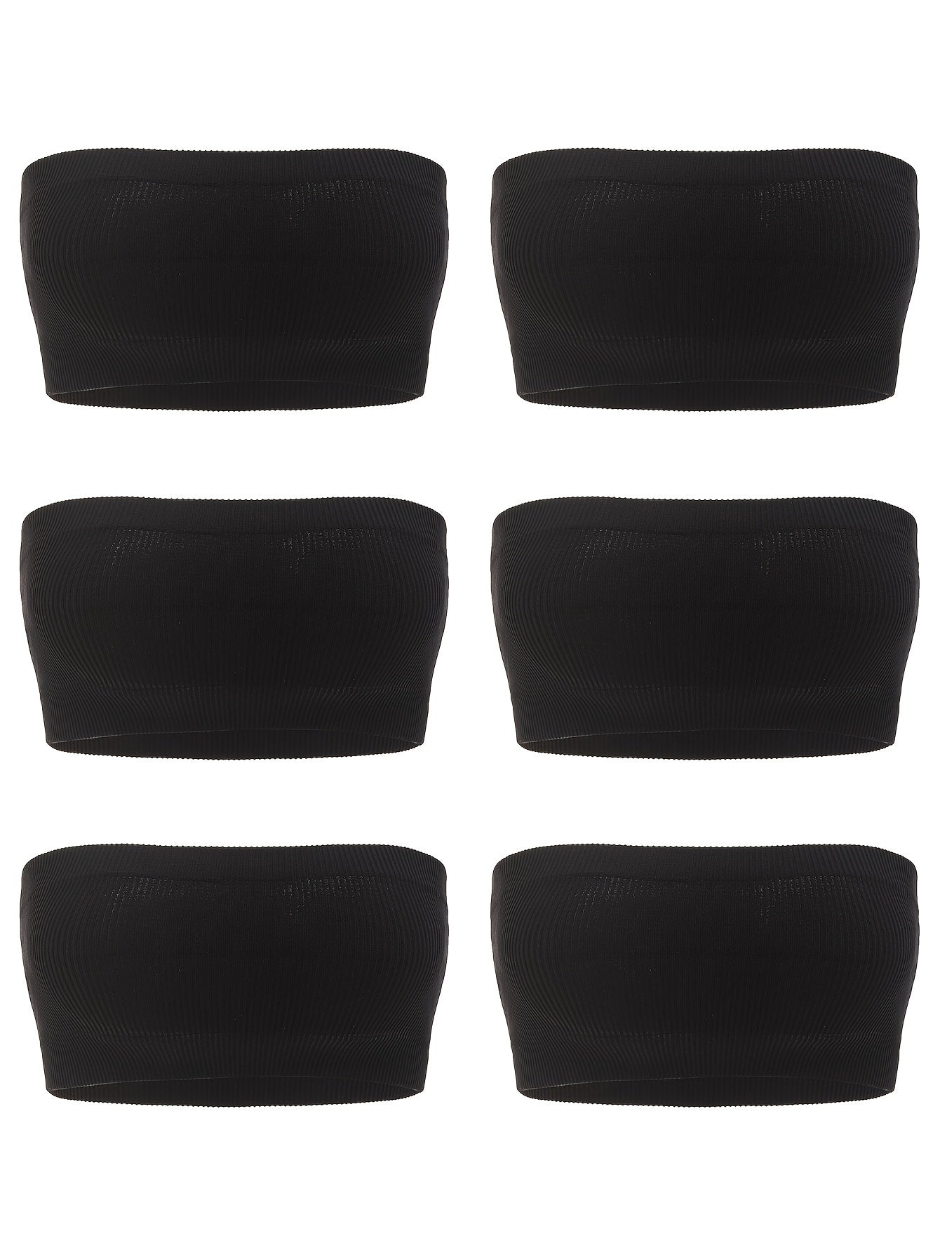 6pcs Seamless Strapless Bandeau Bras Soft Stretch Everyday Bra Women's Lingerie