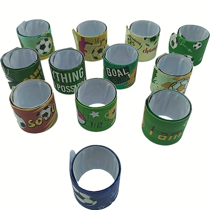 12pcs Soccer Pattern Slap Bracelet for Soccer Party