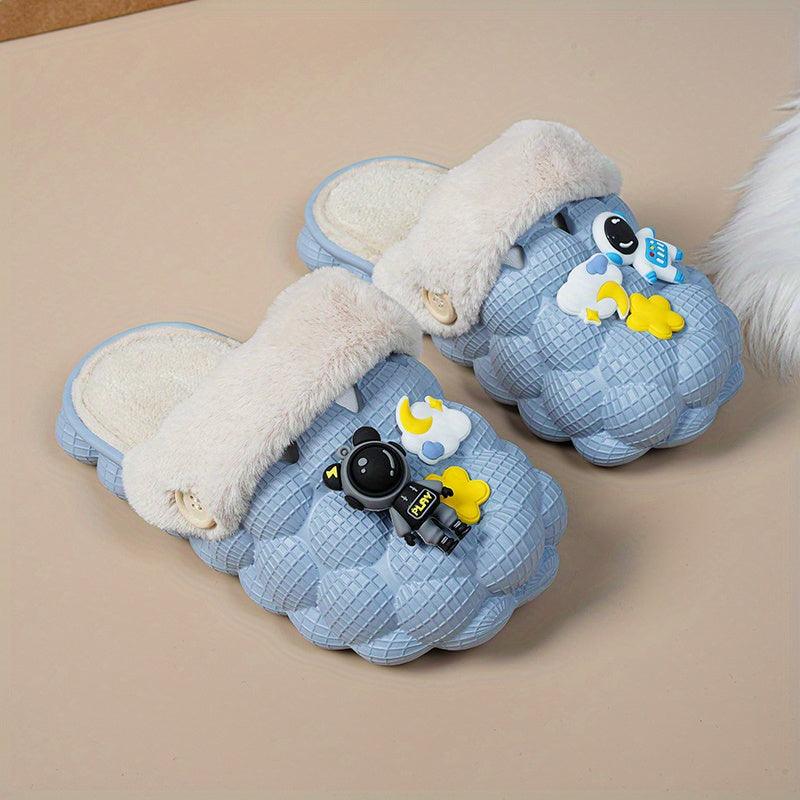 Kids' Cartoon Charms Warm Clogs