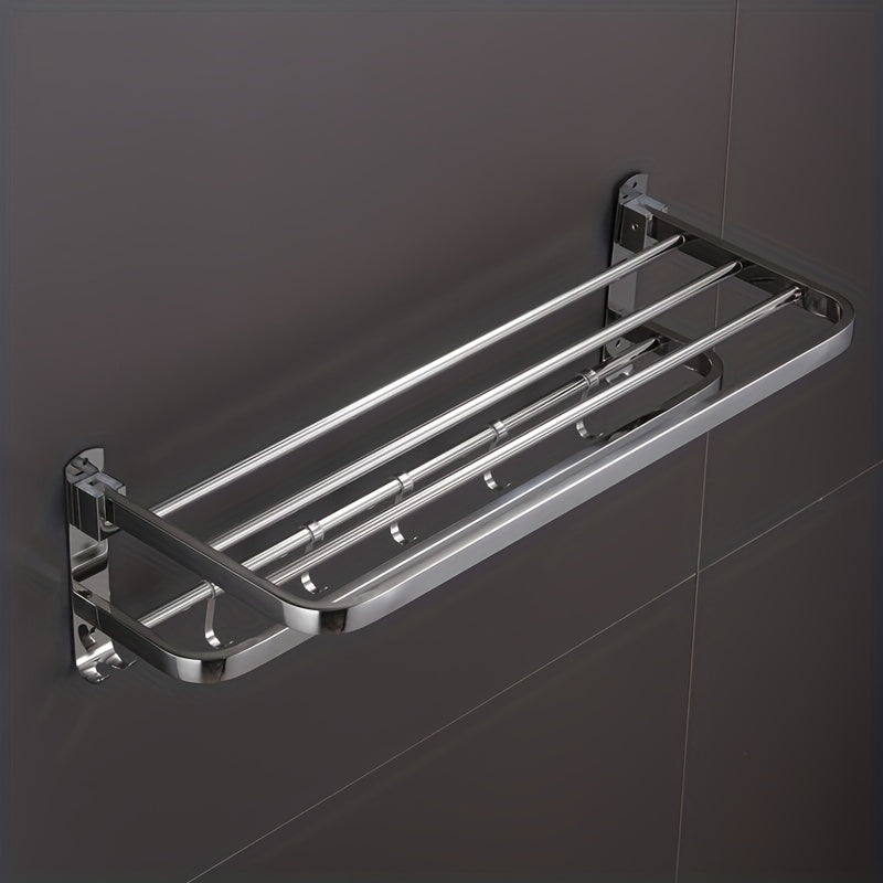 Stainless Steel Foldable Towel Storage Rack Wall Mounted Holder