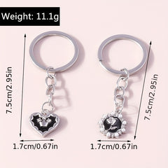 Rose Heart Keychain Rhinestone & Faux Pearl Key Ring Purse Bag Car