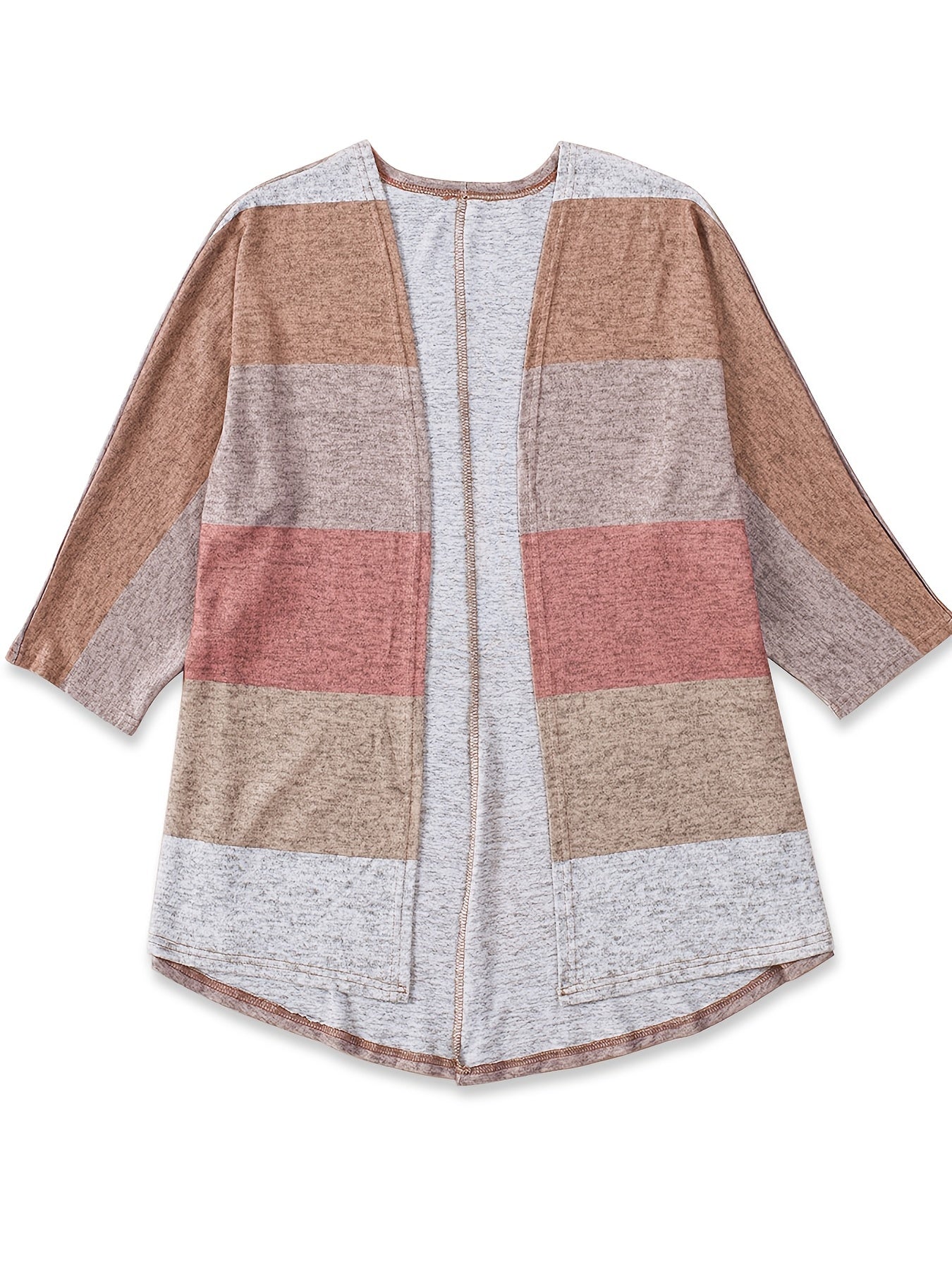  Colorblock Half Sleeve Sweater Cardigan