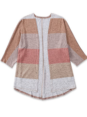  Colorblock Half Sleeve Sweater Cardigan