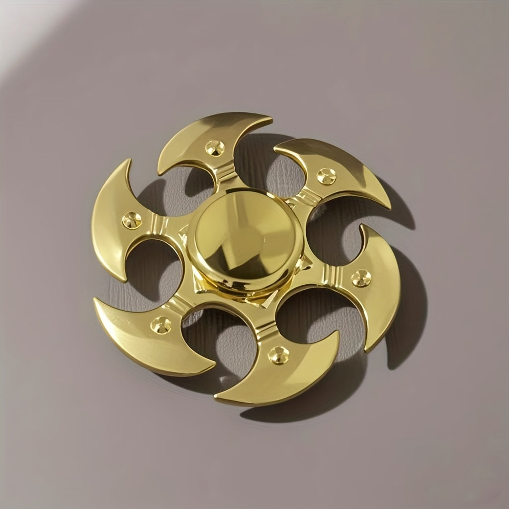 Golden Zinc Alloy Finger Spinner Ergonomic Hand Fidget Durable Metal
