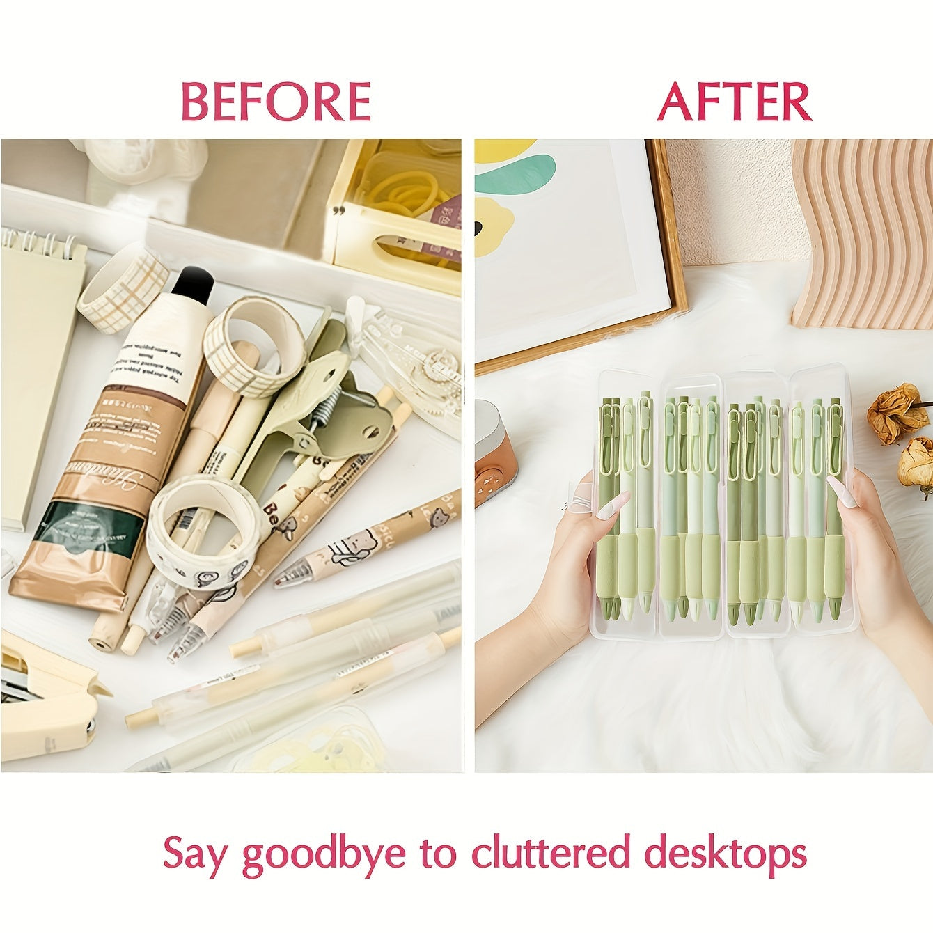 Transparent School Season Storage Box for Makeup Brushes and Stationery