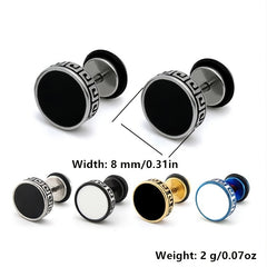 Funky Stainless Steel Stud Earring Round Barbell Retro Style