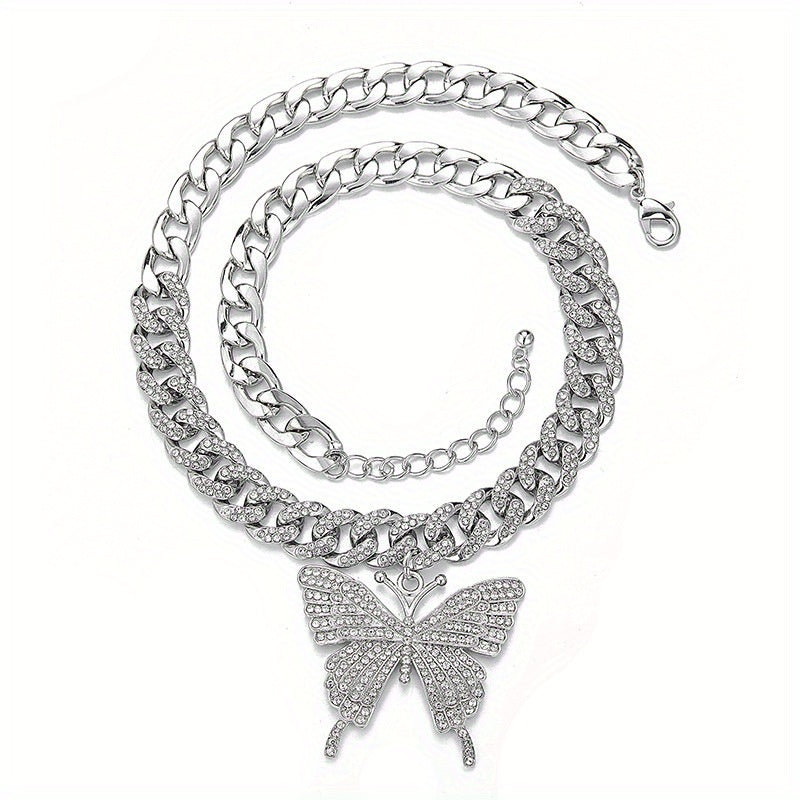 Butterfly Necklace Full Diamond Cuban Chain Necklace