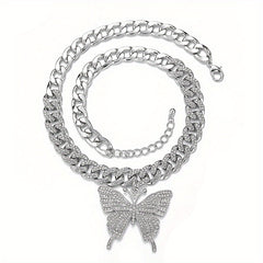 Butterfly Necklace Full Diamond Cuban Chain Necklace