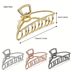 4pcs Metal Hair Claw Clip Y2K Hollow Banana Large Non Slip Styling Accessory