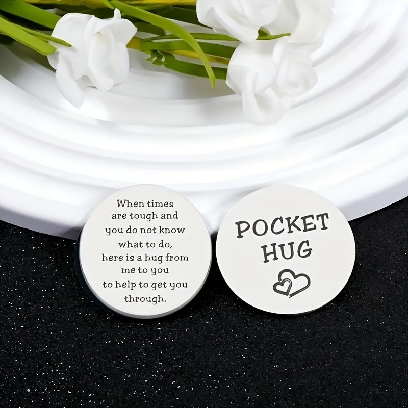 Stainless Steel Pocket Hug Token Anxiety Gift For Men