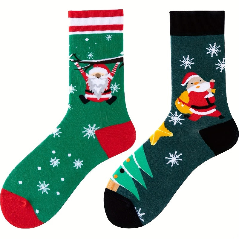 Cute Cartoon Print Socks & Christmas Mid Tube Socks Women's Stockings