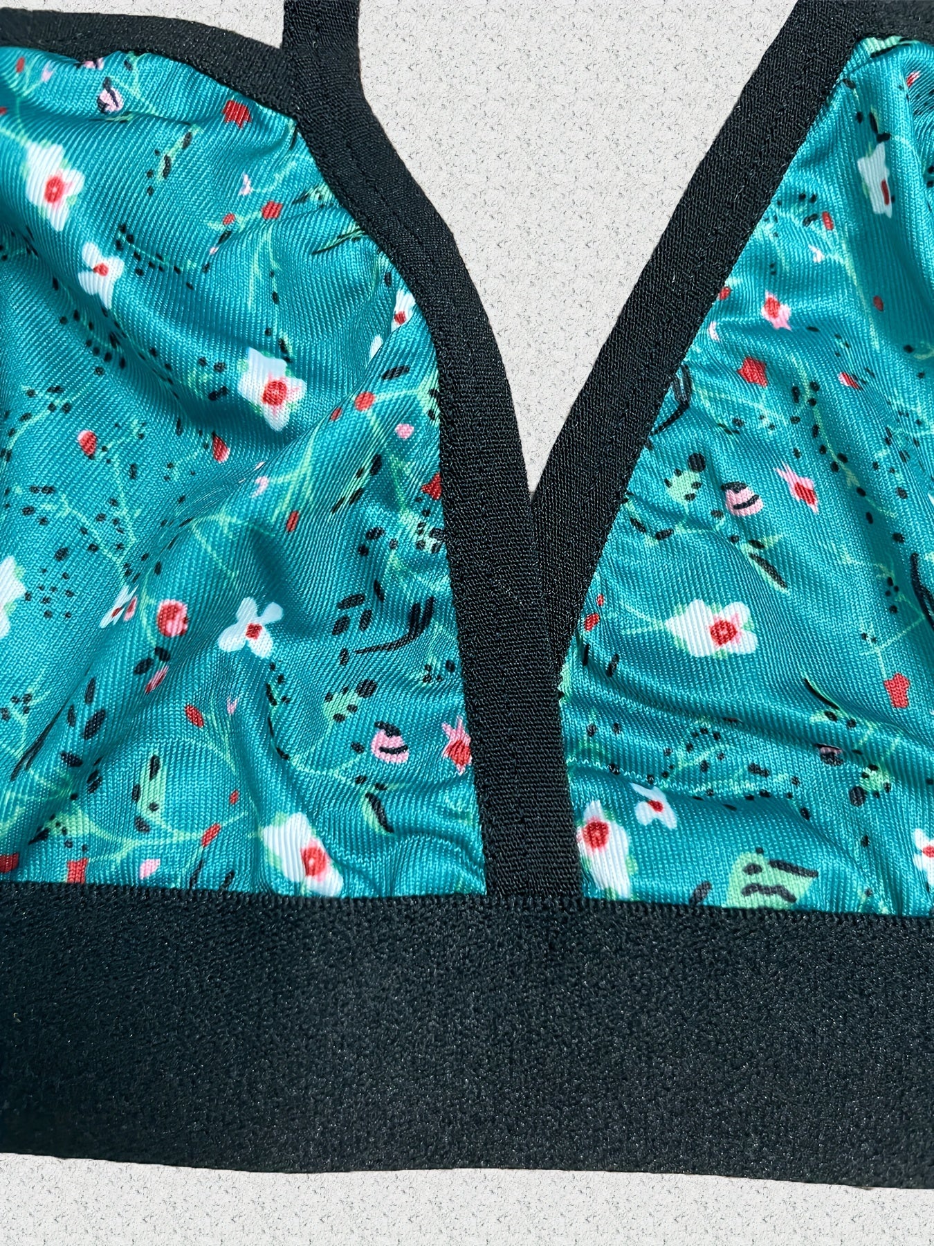  Floral Cut Out Bikini Bra & Panty Lingerie Set