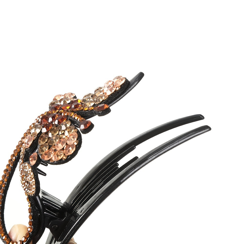 Rhinestone Flower Hair Claw Clip Strong Hold Hairpin