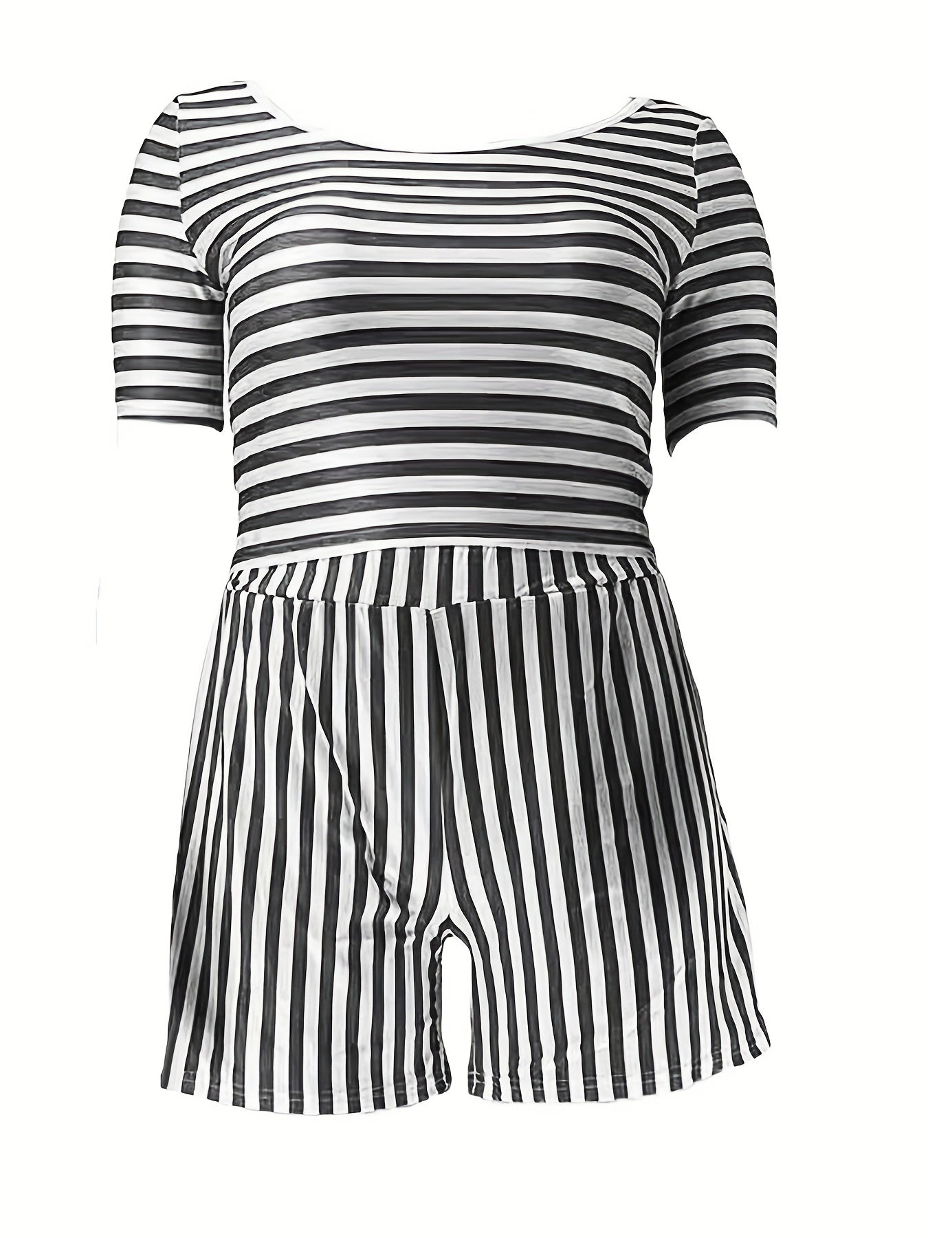  Striped Crop Top & Shorts Set