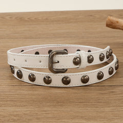 Vintage Rivet PU Belt Solid Punk Thin Belt Classic Square Pin Buckle
