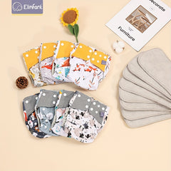 Animal Print Waterproof 8pcs Cloth Diapers & Absorbent Inserts