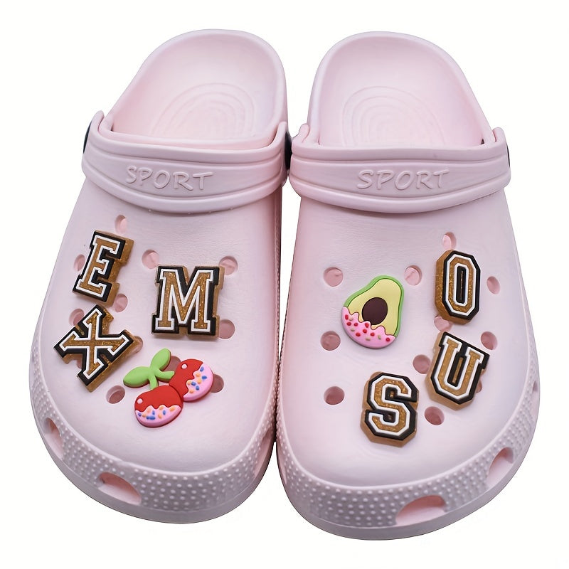 37pcs Letters Numbers Shoe Charms For Clogs Slides Sandals PVC Shoe Decorations