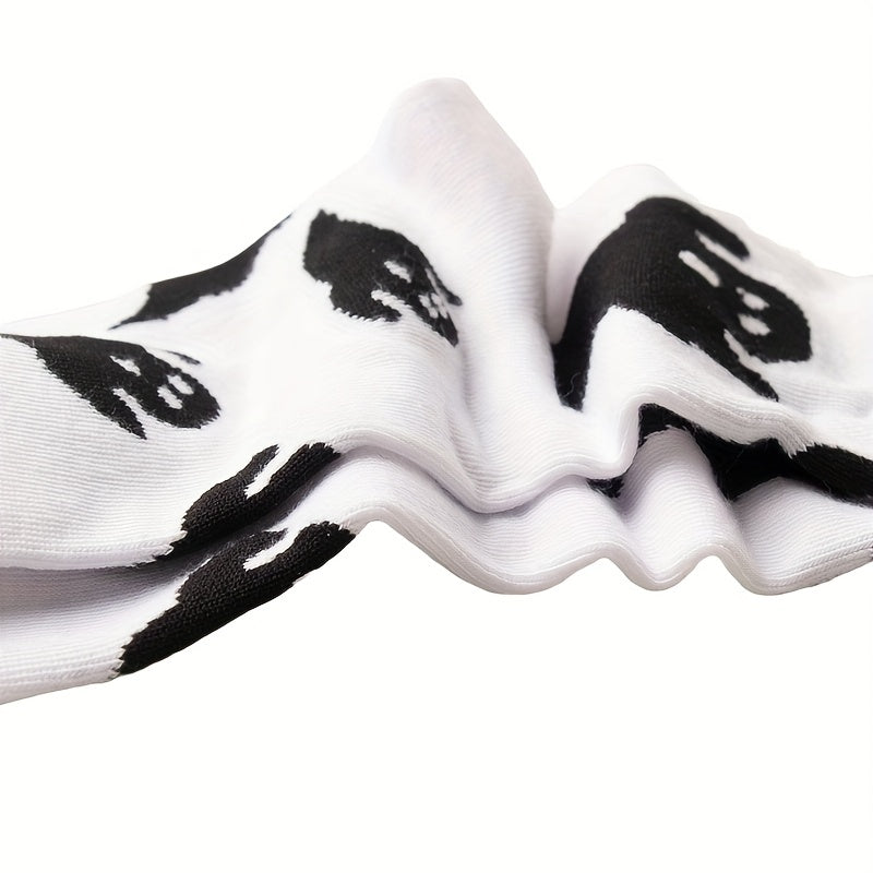 Cartoon Ghost Print Socks Funny Halloween Mid Tube Women's Stockings