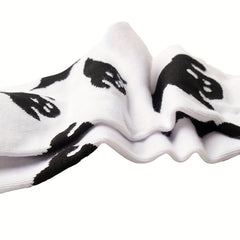 Cartoon Ghost Print Socks Funny Halloween Mid Tube Women's Stockings