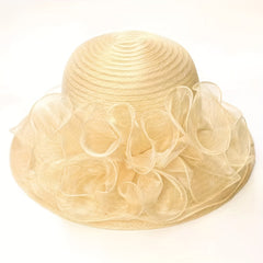 Sunscreen Organza Bucket Hat Flower Decor Lace Derby Hat