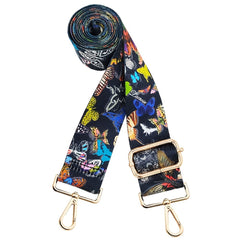Vintage Butterfly Print Bag Strap Wide Shoulder & Crossbody Bag Strap