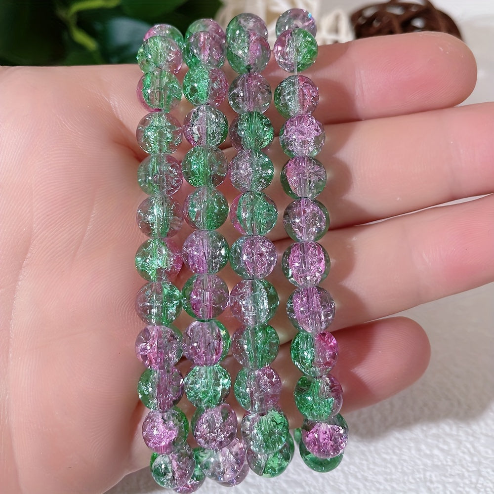 105pcs Pink Crackle Glass Beads for Jewelry Making