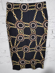  Chain Print High Rise Bodycon Midi Skirt