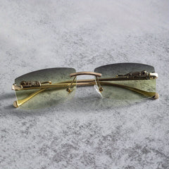 Metal Rimless Men's Sunglasses Black Frame UV400