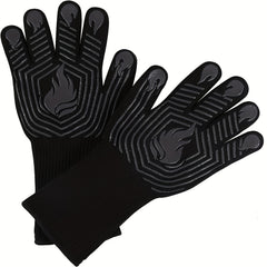 1pc Heat Resistant BBQ Gloves 1472 F Fireproof Mitts Silicone Non Slip Washable