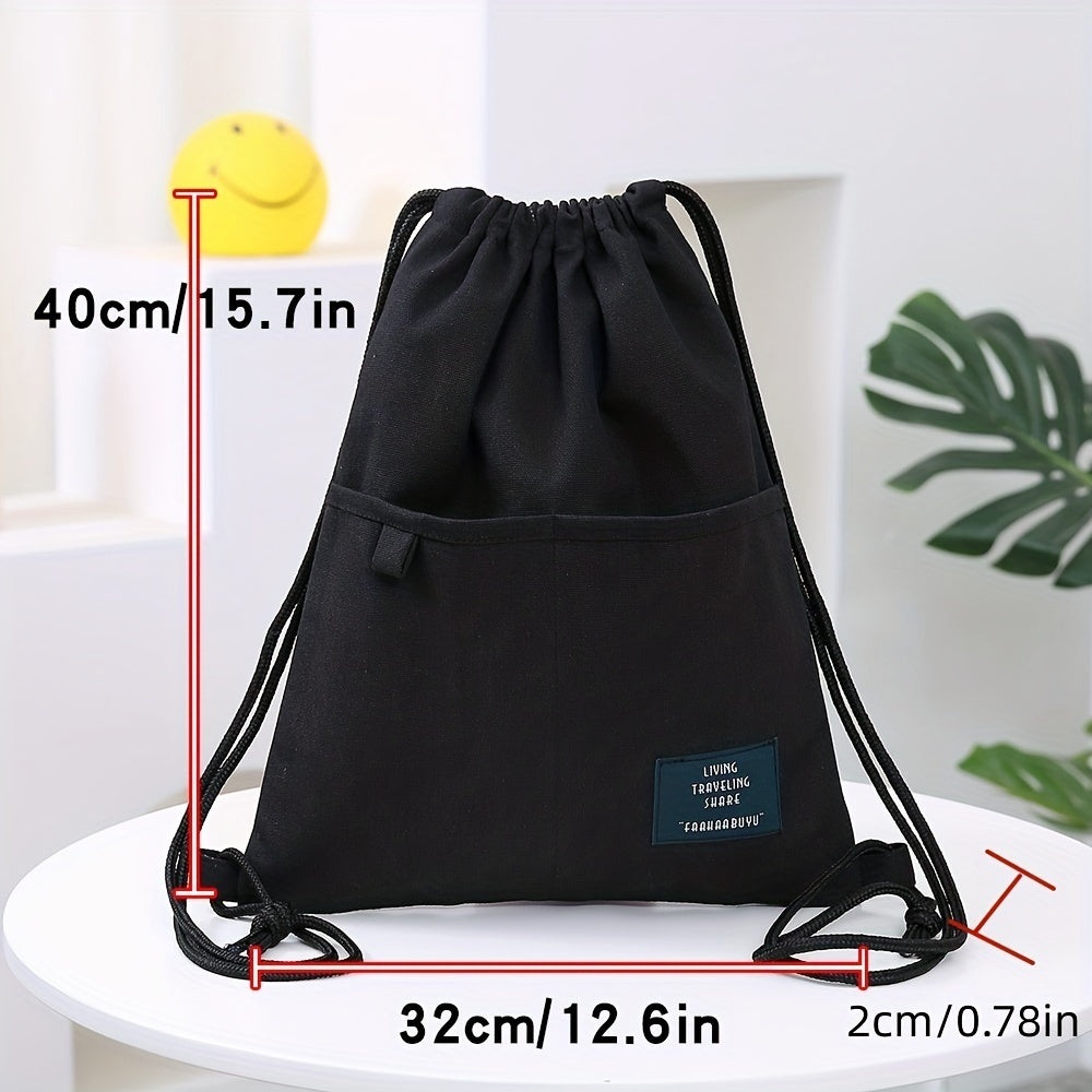 Canvas Drawstring Large Capacity Backpack Lightweight Shoulder Bag