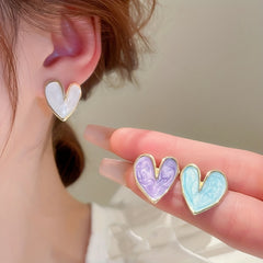 Love Heart Earrings Small Fresh Sweet Temperament Earrings Female