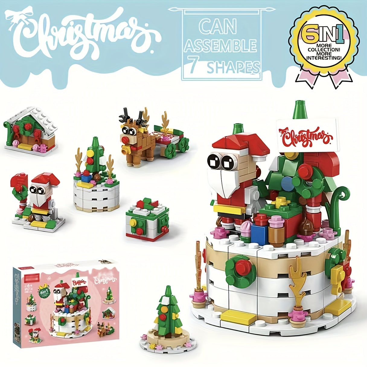Christmas Series Small Assembly Building Blocks Santa Claus Toy for Children