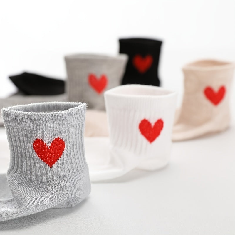 5 Pairs Heart Ankle Socks Comfortable Breathable Stockings
