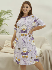  Duck Print Short Sleeve Nightdress
