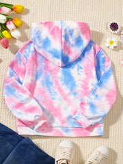 Tie Dye Heart Figure Graphic Pullover Hoodie for Girls