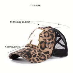 Leopard Print Hat Breathable Baseball Cap Outdoor Sunshade