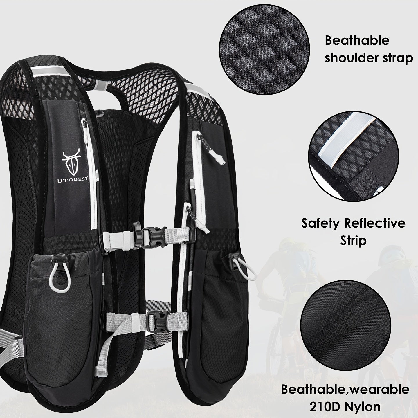Foldable Water Bag Waistcoat Hydration Pack Lightweight Outdoor Backpack