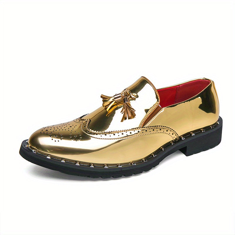 Men's Brogue Tassel Loafer Dress Shoes Wedding Party Office