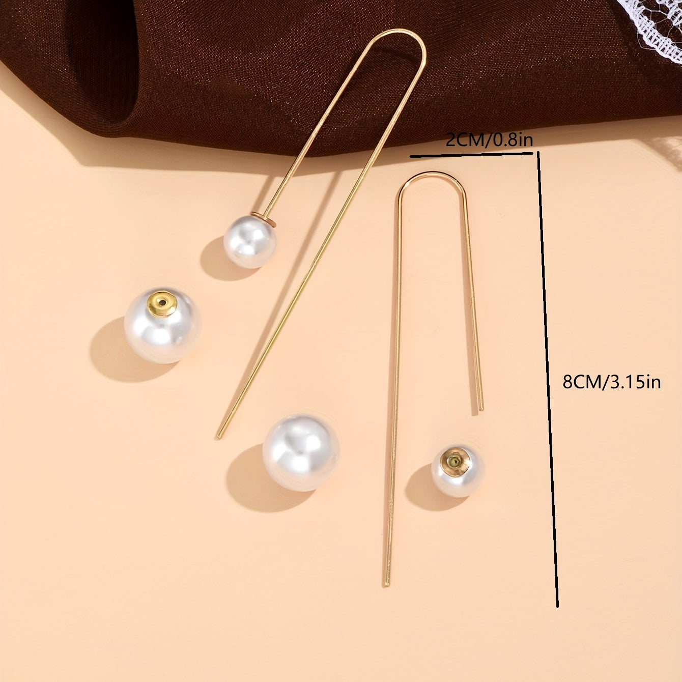 Minimalist Faux Pearl Threader Earrings Copper Material