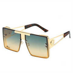 Men's Large Metal Frame UV Sunglasses with Case & Cloth