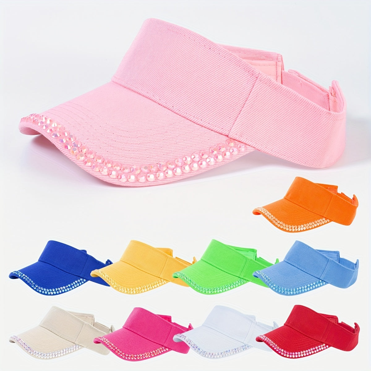 Y2K Candy Visor Hat with Rhinestones