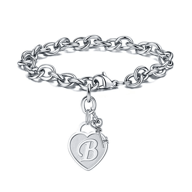 Men's Hip Hop Heart Key Charm Bracelet