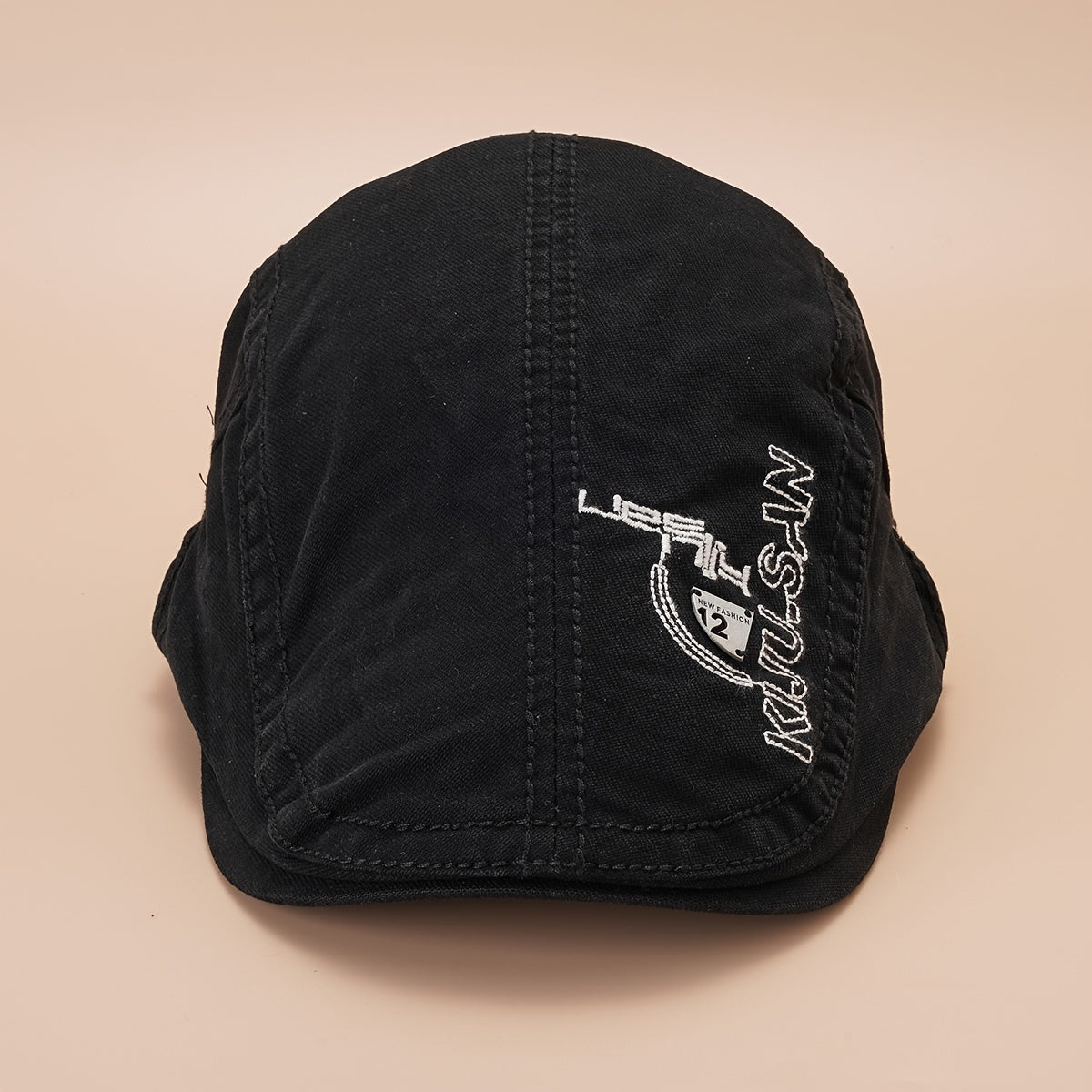 Solid Embroidery Beret Cap Lightweight Unisex Newsboy Hat