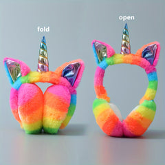 Multicolor Foldable Fleece Unicorn Earmuffs