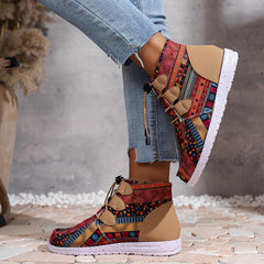 Geometric Print Snow Boots for Women Warm and Comfortable