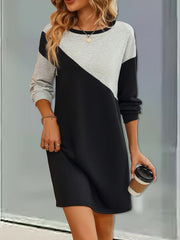  Colorblock Long Sleeve Mini Dress
