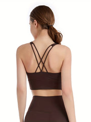 Square Neck Wide Strap Sports Bra for Yoga