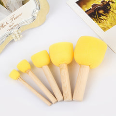 5 Wood Handle Mushroom Sponge Brushes for Halloween Christmas