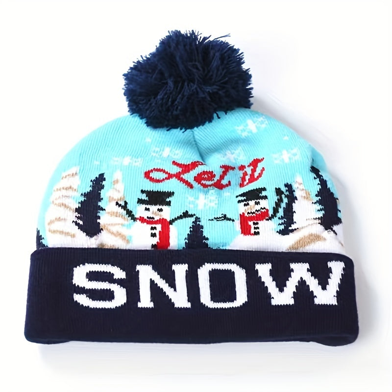 Christmas LED Knit Hat - Festive Holiday Light-up Beanie