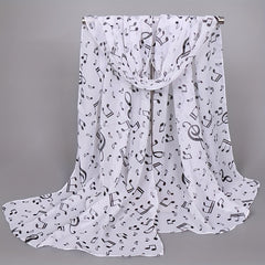 Musical Note Print Chiffon Scarf Solid Shawl